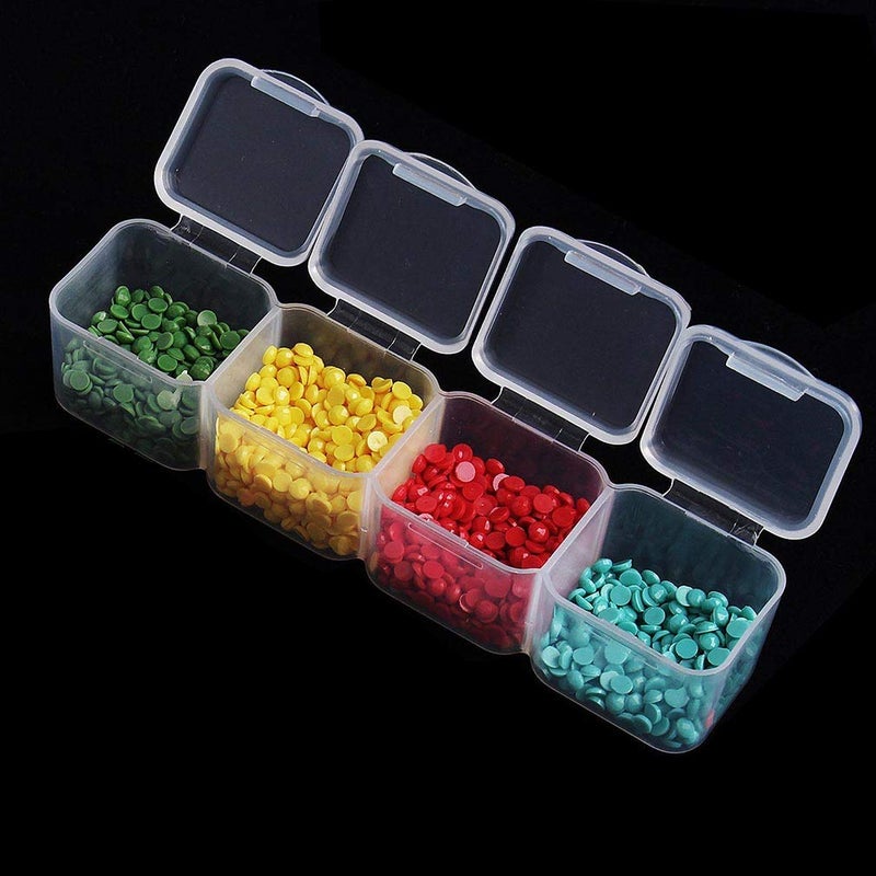 Eiito Diamond Painting Storage Containers, 2pcs 28 Grids Clear Diamond Painting Accessories and Tools Boxes Bead Organizers Diamond Art Embroidery Storage with 200PCS Label Stickers - Image 4
